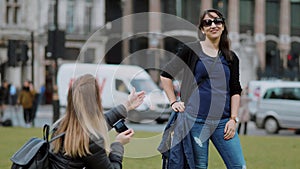 Beautiful girl poses for a photo in the city of London