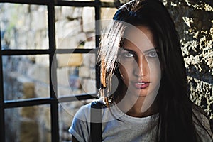 Beautiful girl prison portrait