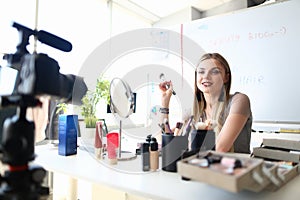 Beautiful Girl Recording Makeup Beauty Tips Vlog