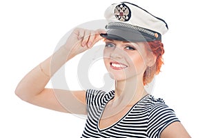 Beautiful girl with red hair sailor