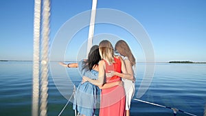 Beautiful girl ride on a yacht - party and bachelorette party