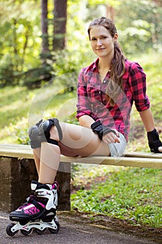 Beautiful girl on rollerblades