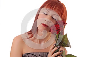 Beautiful girl with roses