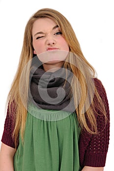 Beautiful girl showing her disapproval