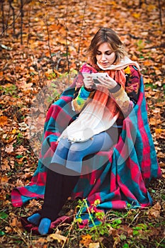 Girl in autumn forest