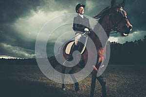 Beautiful girl sitting on a horse