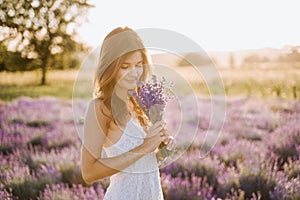 Beautiful Girl Smell Delicate Lavender Bouquet