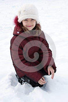 Beautiful girl in snow.