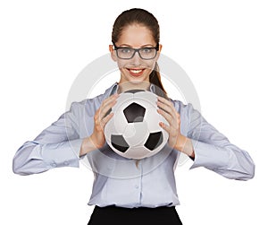 Beautiful girl with soccer Ball