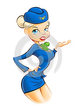 Beautiful girl in stewardess suit