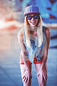 Beautiful girl in street style