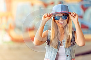 Beautiful girl in street style