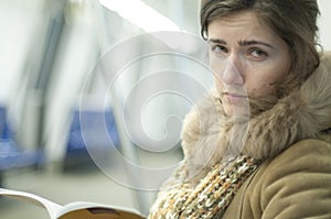 Beautiful girl in subway