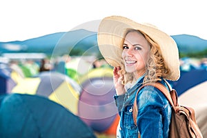 Beautiful girl at summer festival