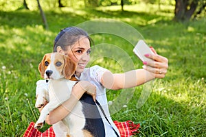 Beautiful girl taken pictures of her self with dog.Instagram.