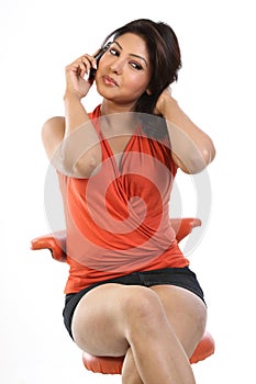 Beautiful Girl Talking on a Cell Phone