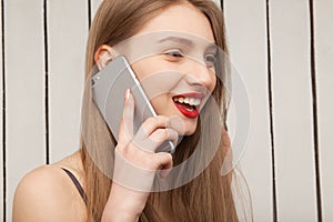 Beautiful girl talking on the phone.