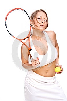 Beautiful girl with tennis racket