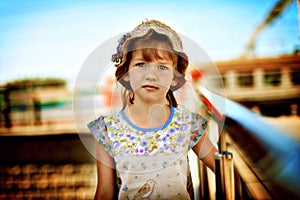 Beautiful girl at the train station