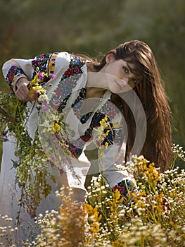 Beautiful girl in Ukrainian costume photo