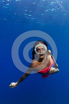 A beautiful girl underwater