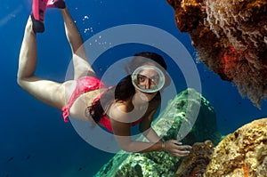 A beautiful girl underwater