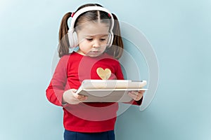 Beautiful girl using technology