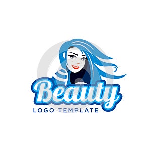 Beautiful Girl Vector Illustration. Beauty Salon Logo Template.
