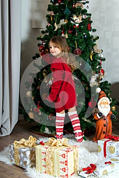 Beautiful girl is waiting Christmas and New year