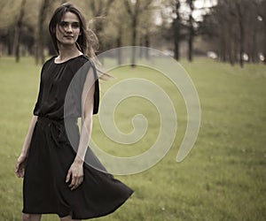 Beautiful girl walking in a forest