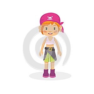Beautiful girl waring pirate outfit and pink head band photo