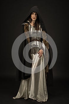 Beautiful Girl warrior in medieval clothes
