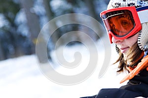 Beautiful girl wearing goggles