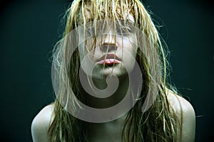 Beautiful girl with wet hairs.