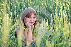 Beautiful girl In a wheat field