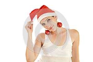 Beautiful girl whith Christmas hat