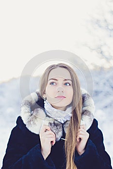 Beautiful girl in winter