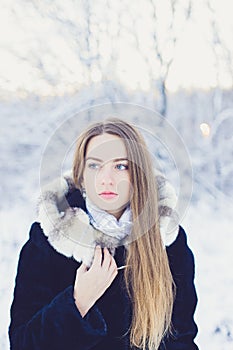 Beautiful girl in winter