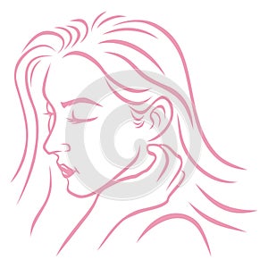 Beautiful Girl Woman Logo Design Simple Line Vector Art Icon