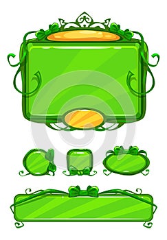 Beautiful girlish green game user interface