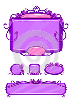 Beautiful girlish violet game user interface