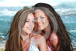 Beautiful girls on the beach