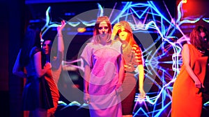 Beautiful girls dancing at a party - disco birthday