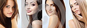 Beautiful girls, faces closeup. Beauty, beauty treatment, cosmetology concept