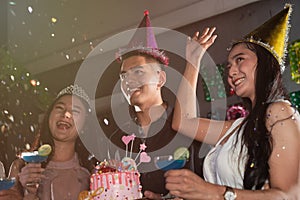 Beautiful girls, owners of birthday parties and friends who attended the event photo