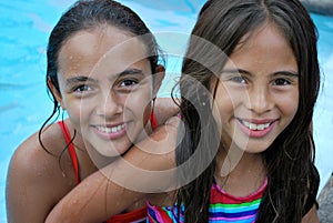 Beautiful girls in the pool.