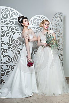 Beautiful girls in wedding gown
