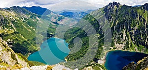 Beautiful glacial lakes in Polish Tatras mountains photo