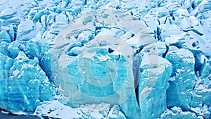 Beautiful glacier in Iceland Close up, Aerial top view. Large chunk of ice in nature, Ecology and global warming concept