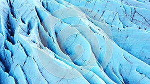 Beautiful glacier in Iceland Close up, Aerial top view. Large chunk of ice in nature, Ecology and global warming concept